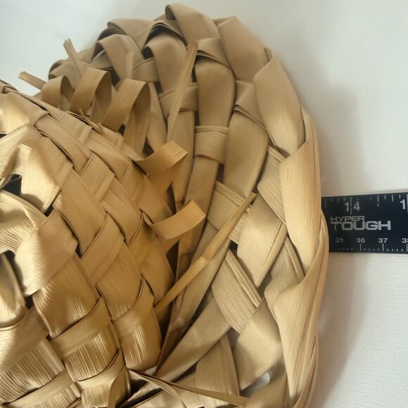 Handwoven Straw Sun Hat Palm Leaf Beach Coastal Market Wide Brim Natural Summer